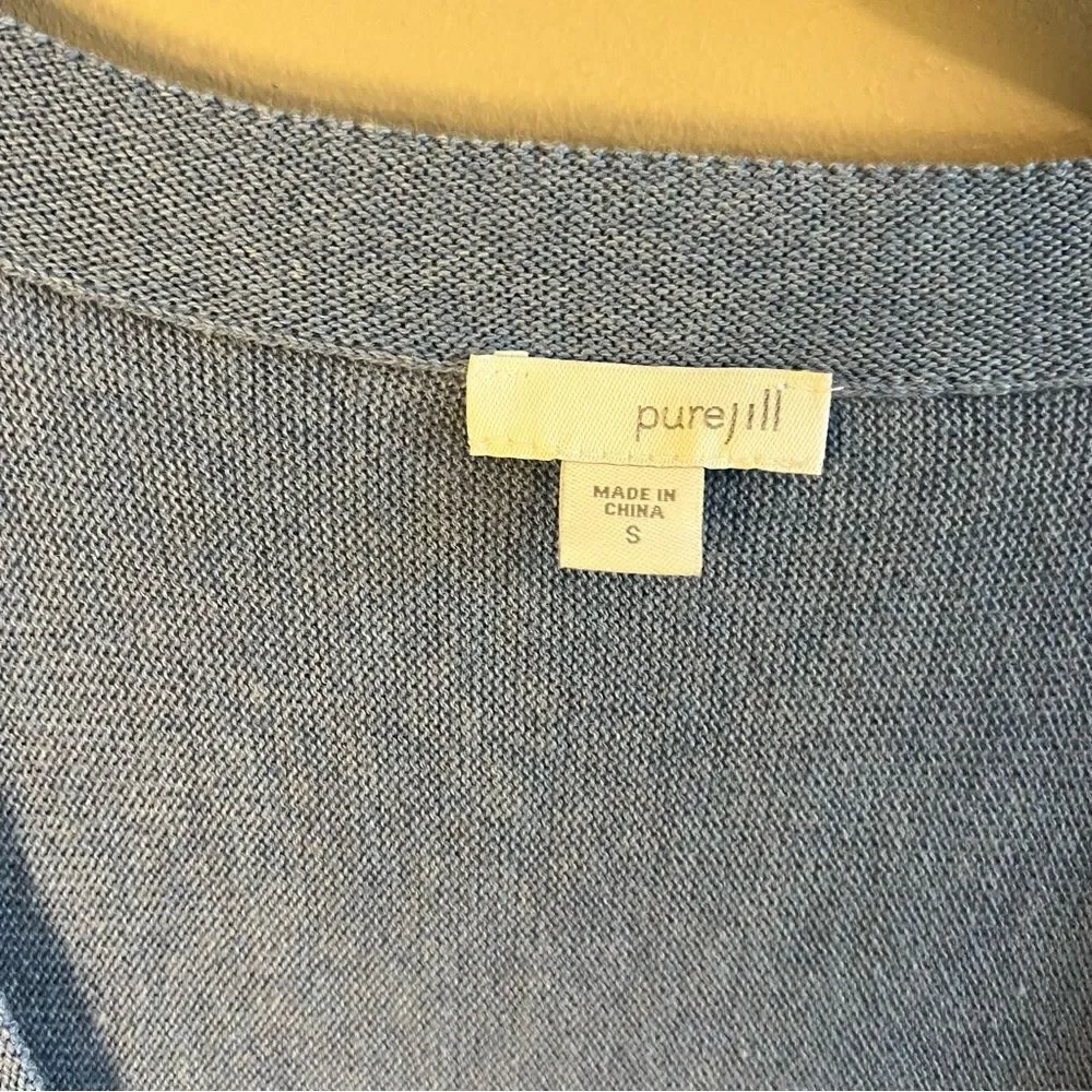 ✨ Pure Jill Women’s‎ Blue Cotton Cashmere Blend Cardigan Sweater Small
